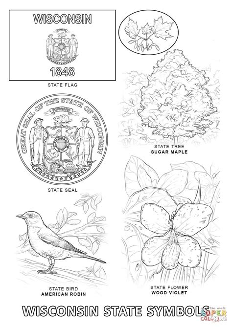 Wisconsin State Seal Coloring Page Coloring Pages For Kids