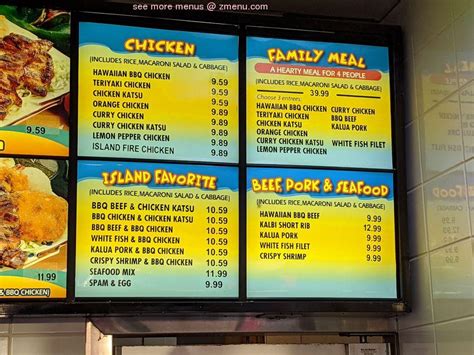 Menu at Ono Hawaiian BBQ, Scottsdale, N Frank Lloyd Wright Blvd