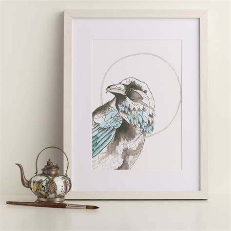 Blue Raven Art Print By North and Fauna | notonthehighstreet.com