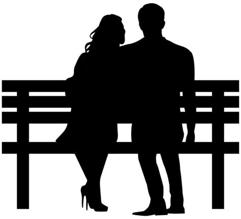 Love Couple Silhouettes on Bench Transparent Image | Scherenschnitt ...