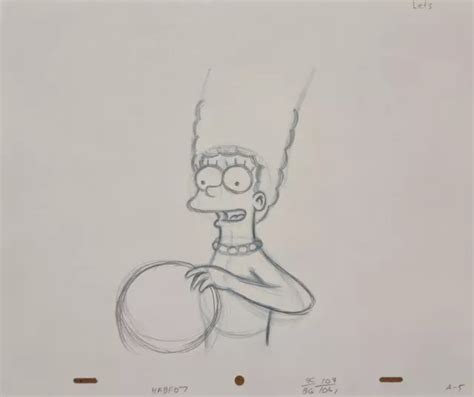 SIMPSONS TV SHOW Original Cartoon Animation Art Cel Drawing MARGE ...