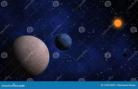 Exoplanets Solar System in Deep Universe Stock Illustration ...