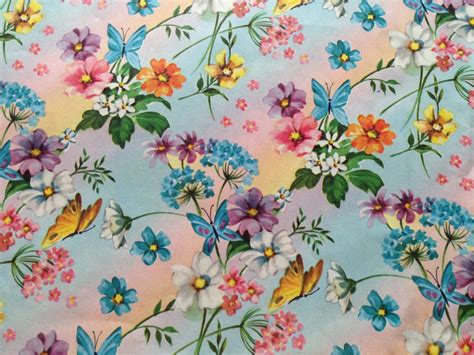 Vintage Gift Wrapping Paper Rainbow Butterfly Floral Fields | Etsy