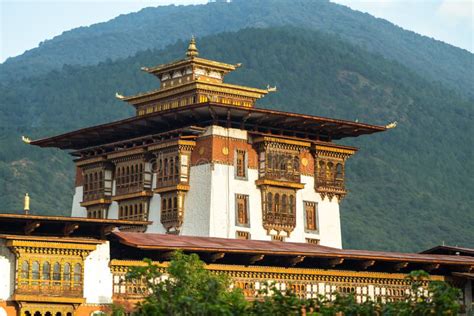 The Dzong Monastery in Bhutan Himalayas Mountain Stock Photo - Image of ...