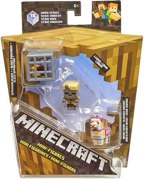 Minecraft Wood Series 10 Spawning Blaze, Llama, Zombie Husk Mini Figure 3-Pack Mattel Toys - ToyWiz