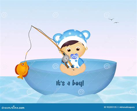 Funny birth announcement stock illustration. Illustration of pole - 95205135