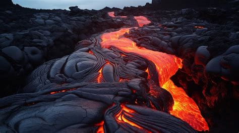 Premium AI Image | Lava flow in Hawaii