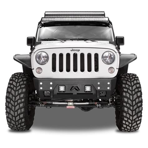 Fab Fours® - Jeep Wrangler 2013 Full Metal Jacket Stubby Black Front Winch HD Bumper