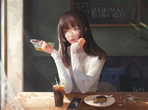 Wallpaper cute, anime girl, artwork, breakfast desktop wallpaper, hd image, picture, background ...