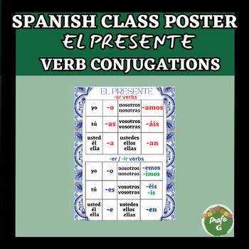 Spanish Present Tense Verb Charts (-ar, -er, -ir) by Sarah Greer