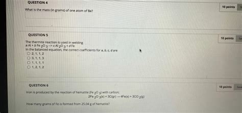 Solved QUESTION 4 What is the mass (in grams) of one atom of | Chegg.com