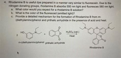 Solved Rhodamine B is useful dye prepared in a manner very | Chegg.com