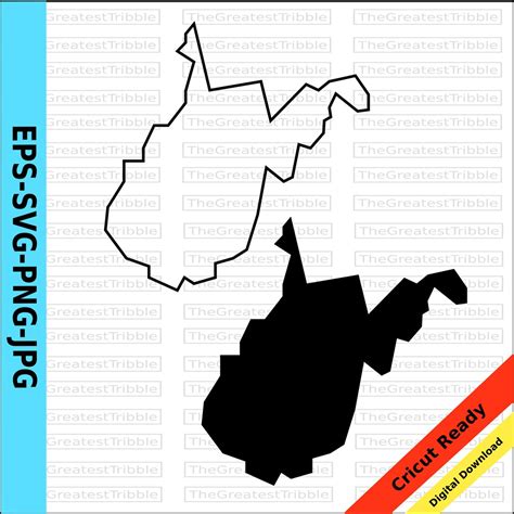 West Virginia State Map Eps Svg Png Jpg Vector Graphic Clip Art West Virginia State Outline West ...