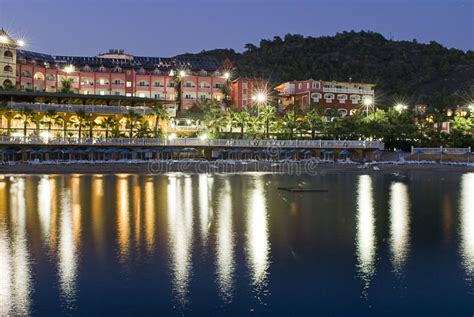 Hotel on Shoreline at Night Stock Photo - Image of night, resort: 11783388