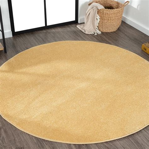 JONATHAN Y Haze Solid Low-Pile Mustard 5 ft. Round Area Rug SEU100B-5R - The Home Depot