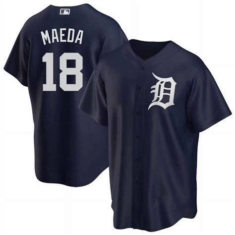 Youth Men's Baseball game Uniforms Detroit_Tigers Kenta Maeda #18 Navy ...