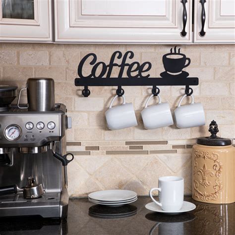 Coffee Mug Holder Wall Mounted Coffee Bar Decor Sign Coffee Cup Rack H – plethoraproducts