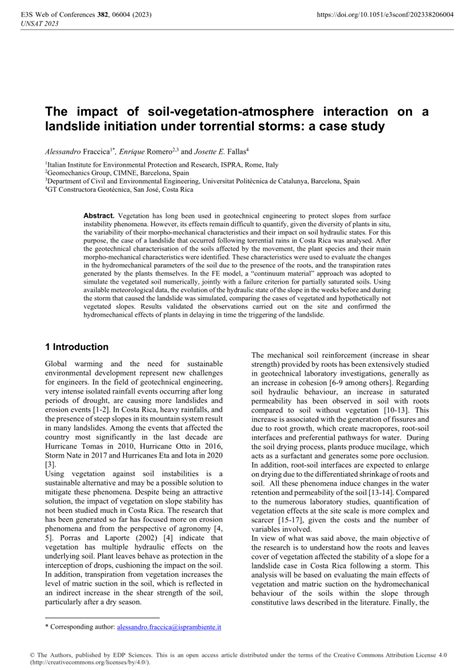 (PDF) The impact of soil-vegetation-atmosphere interaction on a ...