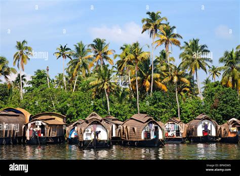 Houseboats on the Kerala Backwaters, Kerala, India Stock Photo - Alamy