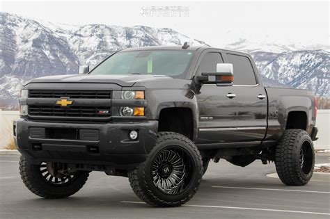 2016 Chevrolet Silverado 2500 HD Wheel Offset Aggressive > 1" Outside Fender Suspension Lift 7.5 ...