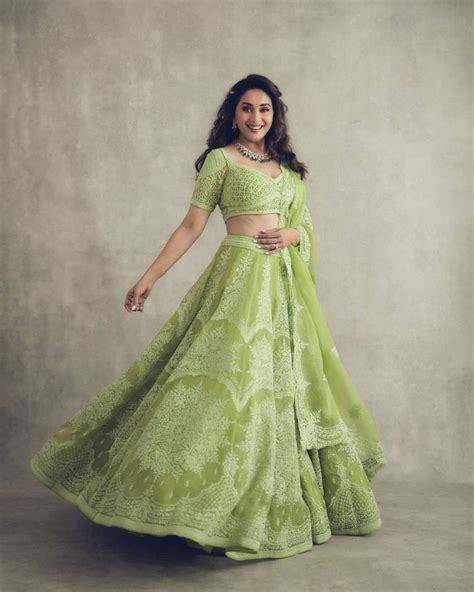 Madhuri Dixit goes green in a Torani Lehenga for "Dance Deewane" show!