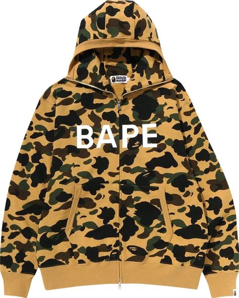 Buy BAPE 1st Camo Balaclava Full Zip Hoodie 'Yellow' - 1J30 115 012 YELLOW | GOAT