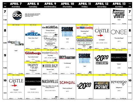 ABC Primetime Schedule - 7th April - 4th May 2014