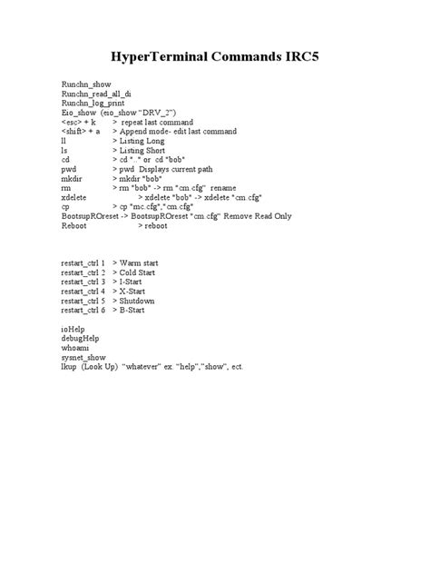 HyperTerminal Commands | PDF