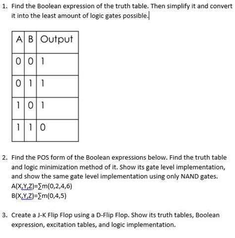 Solved 1. Find the Boolean expression of the truth table. | Chegg.com