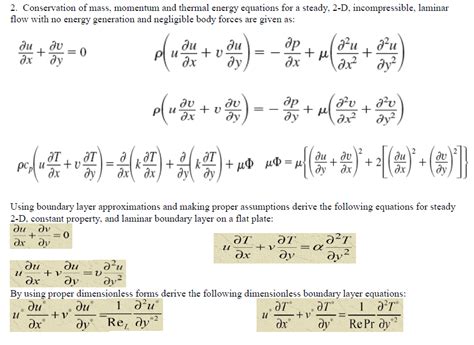 Solved: Conservation Of Mass, Momentum And Thermal Energy ... | Chegg.com