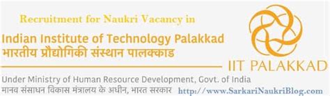 IIT Palakkad Faculty Vacancy Recruitment 2019