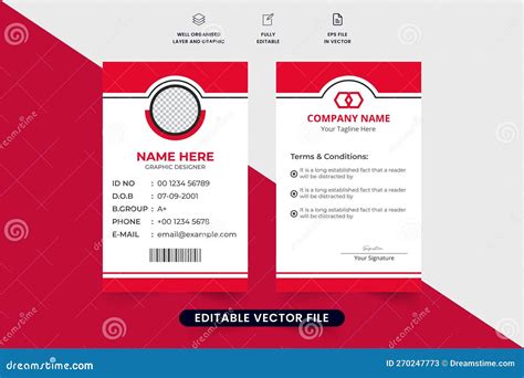 Creative Business ID Card Design with Photo Placeholder for Office or Academic Uses. Identity ...