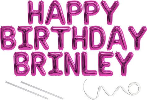 Brinley, Happy Birthday Mylar Balloon Banner - Pink - 16 inch Letters. Includes 2 Straws for ...