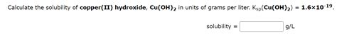 Solved Calculate the solubility of copper(II) hydroxide, | Chegg.com