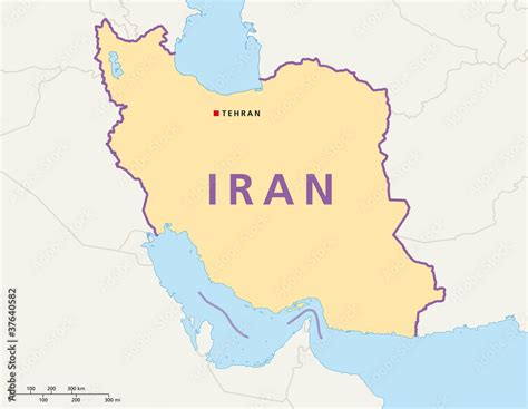 Iran political map with capital Tehran and national borders. English ...