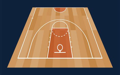 Perspective Basketball Half Court Floor With Line on Wood Texture Background. Vector ...