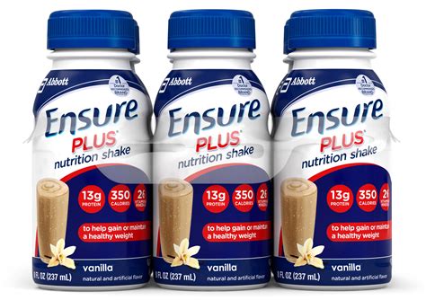 Amazon.com: Ensure Plus Nutrition Shake, Vanilla, 8-Ounce Bottle, 6 ...