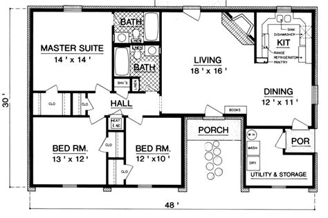 House Plan 76903 - with 1200 Sq Ft, 3 Bed, 2 Bath