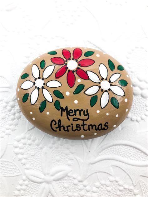 Merry Christmas Painted Rock Christmas Hand Painted Rock - Etsy