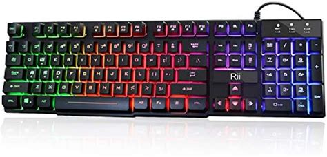 Rii RK100+ Multiple Color Rainbow LED Backlit Large Size USB Wired ...