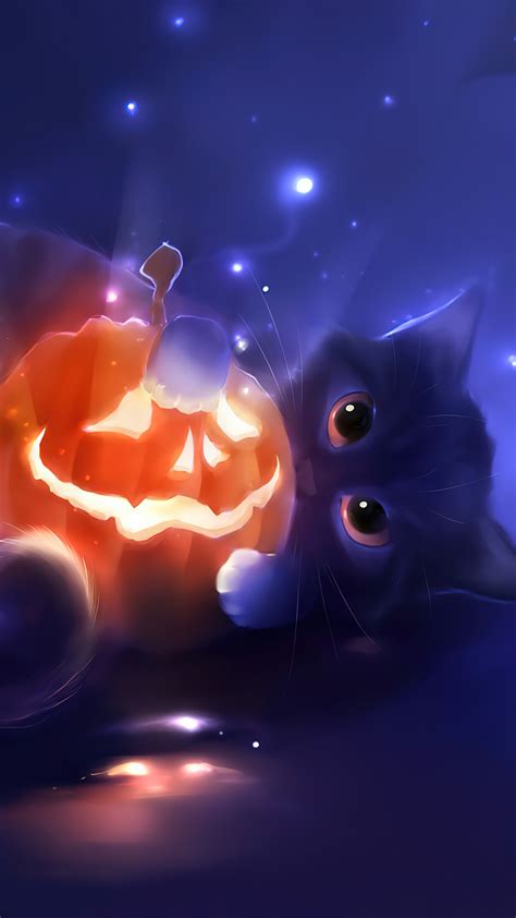 Halloween Cute Cat Pumpkin Art 4K #3630h Wallpaper PC Desktop