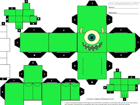 Monsters INC Mickey papercraft template | Papercraft templates, Paper crafts, Templates