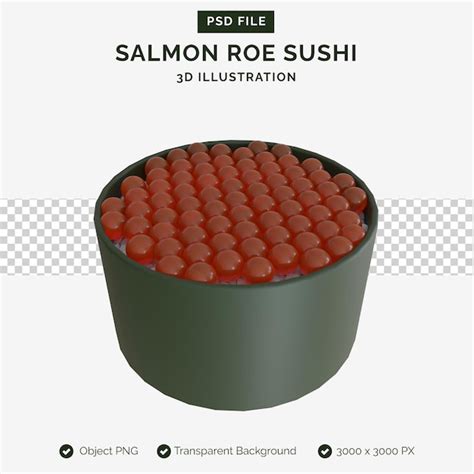 Premium PSD | Salmon roe sushi 3d illustration