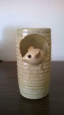 studio pottery grayshott mouse vase 1980 vintage retro pencil pot ...