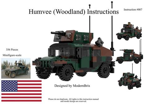 LEGO MOC Humvee Woodland Custom Military Building Instructions by ModernBrix | Rebrickable ...