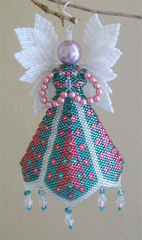 beaded Petal Angel. A design by Paula Adams. | Christmas ornament pattern, Beaded christmas ...