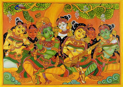 UNICEF Market | India Signed Fine Art Hinduism Painting - Krishna with Gopies