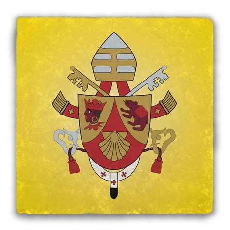 Pope Benedict XVI Coat of Arms Tumbled Stone Coaster - Catholic to the Max - Online Catholic Store