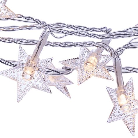 Sterno Home 14ft. Star LED Battery-Operated Star String Lights, White ...