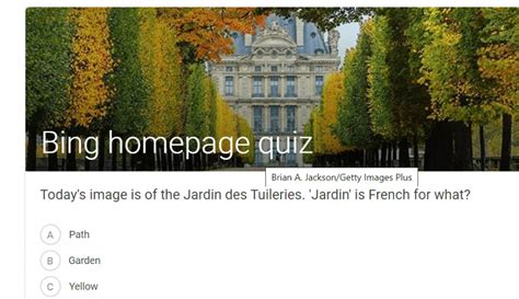 Bing Homepage Quiz